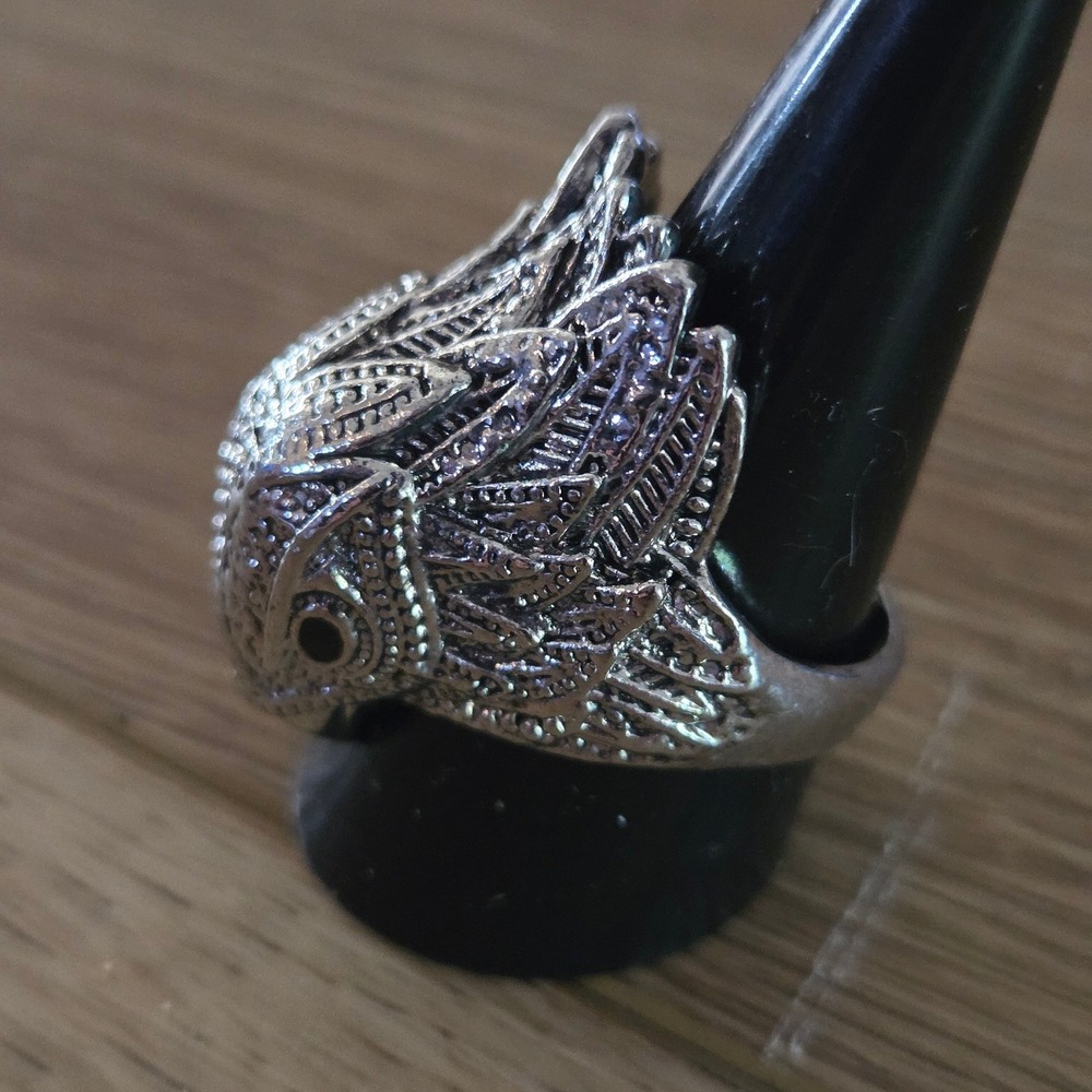 Worldnorse Viking Eagle Head Ring Silver Tone Nordic Warrior Statement Size 10